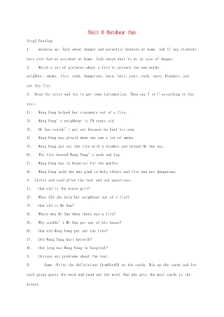 江苏省太仓市七年级英语下册 Unit 6 Outdoor fun Reading教案 （新版）牛津版-（新版）牛津版初中七年级下册英语教案