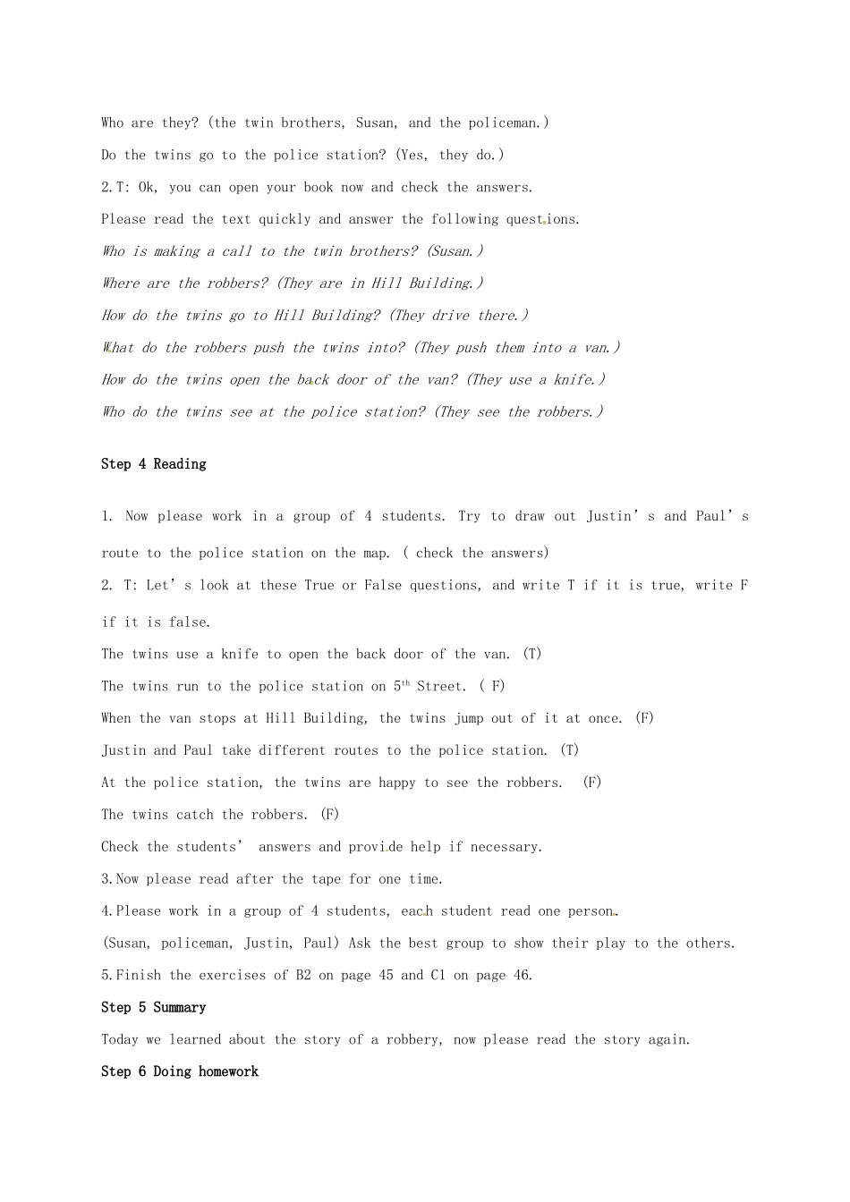 江苏省太仓市七年级英语下册 Unit 4 Finding your way Reading(Ⅰ)教案 （新版）牛津版-（新版）牛津版初中七年级下册英语教案_第2页