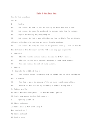江苏省太仓市七年级英语下册 Unit 6 Outdoor fun Task procedures教案 （新版）牛津版-（新版）牛津版初中七年级下册英语教案