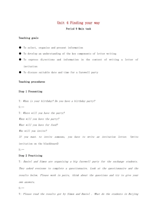 江苏省太仓市七年级英语下册 Unit 4 Finding your way Main task教案 （新版）牛津版-（新版）牛津版初中七年级下册英语教案