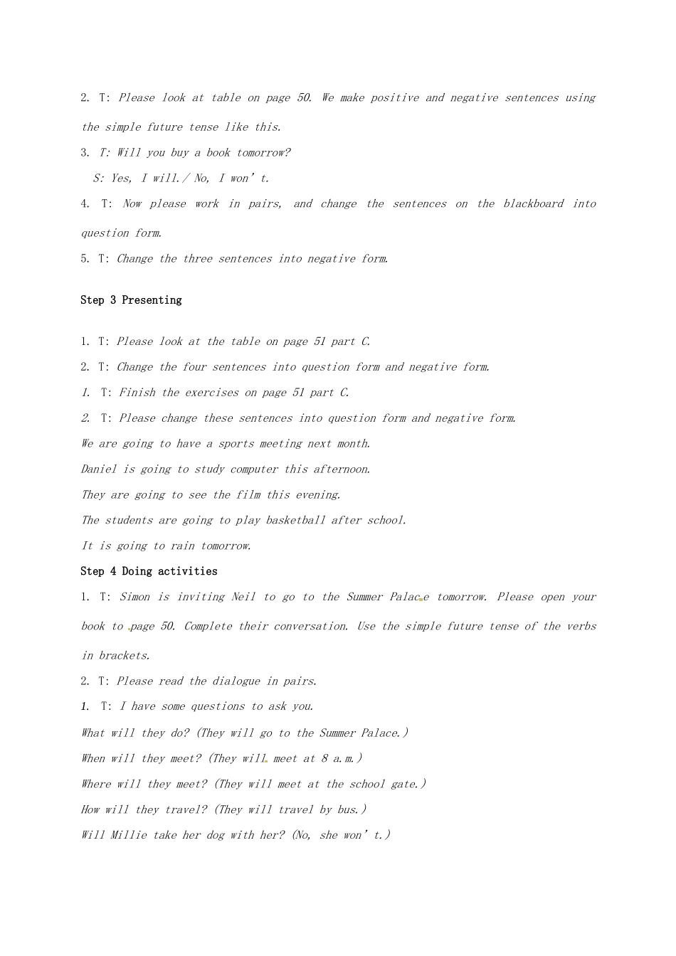 江苏省太仓市七年级英语下册 Unit 4 Finding your way Grammar(Ⅱ)教案 （新版）牛津版-（新版）牛津版初中七年级下册英语教案_第2页