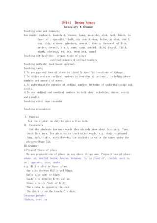 江苏省太仓市七年级英语下册 Unit 1 Dream Homes Vocabulary  Grammar教案 （新版）牛津版-（新版）牛津版初中七年级下册英语教案