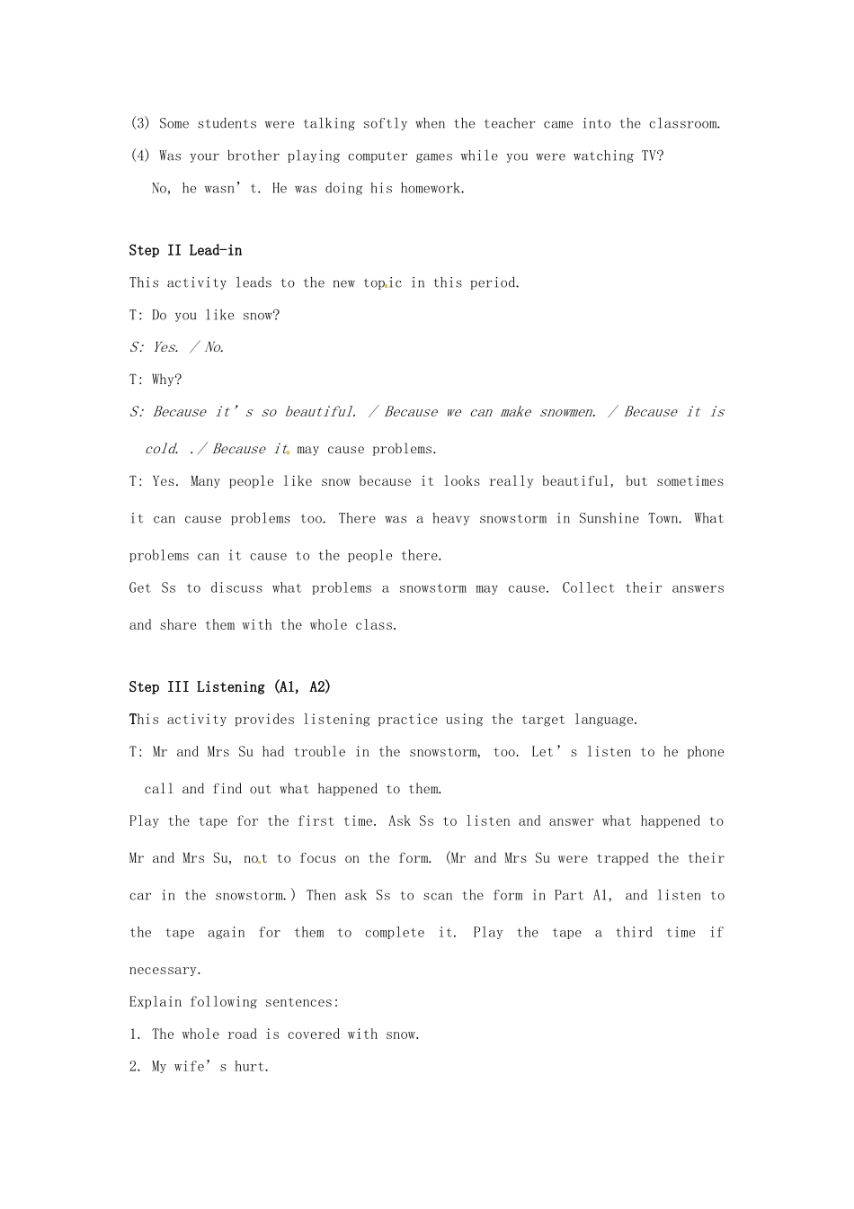 江苏省大丰市万盈二中八年级英语上册 Unit 6 Natural disasters-Period 6 Integrated Skills 教案 牛津版_第2页