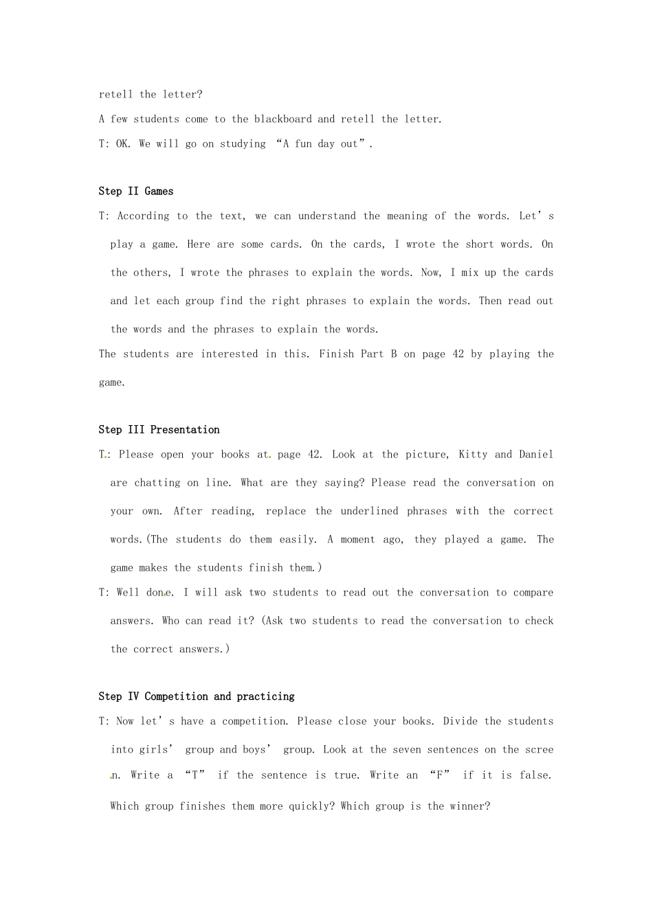 江苏省大丰市万盈二中八年级英语上册 Unit 3 A day out-Period 3 Reading 2 教案 牛津版_第2页