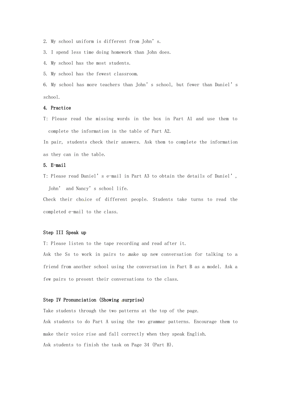 江苏省大丰市万盈二中八年级英语上册 Unit 2 School life-Period 8 Integrated skills and Pronunciation 教案 牛津版_第3页