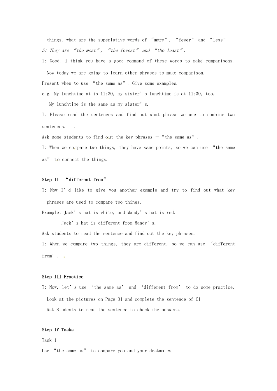 江苏省大丰市万盈二中八年级英语上册 Unit 2 School life-Period 7 Grammar (III) 教案 牛津版_第2页
