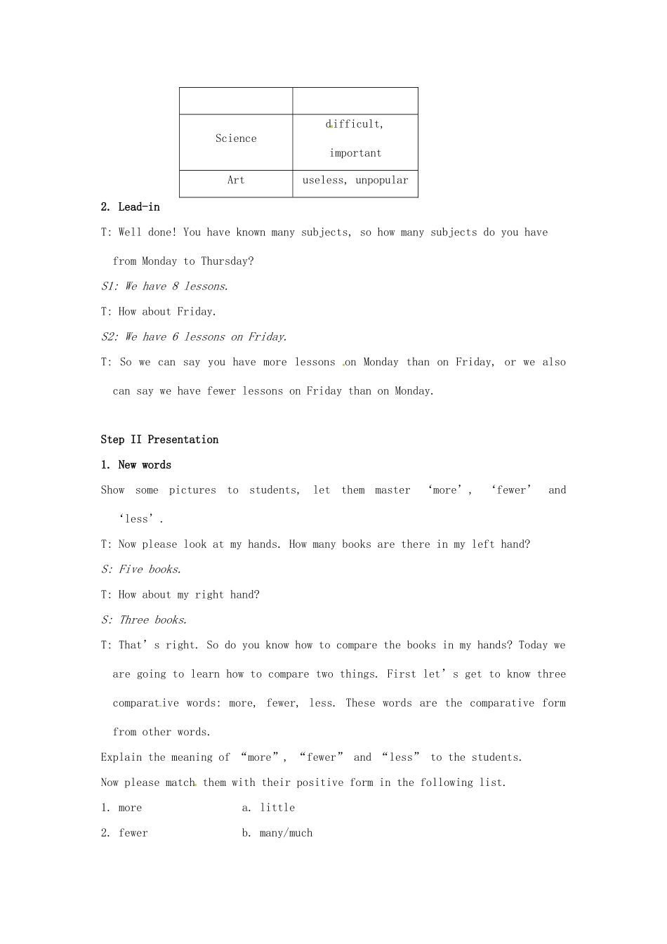 江苏省大丰市万盈二中八年级英语上册 Unit 2 School life-Period 5 Grammar (I) 教案 牛津版_第2页