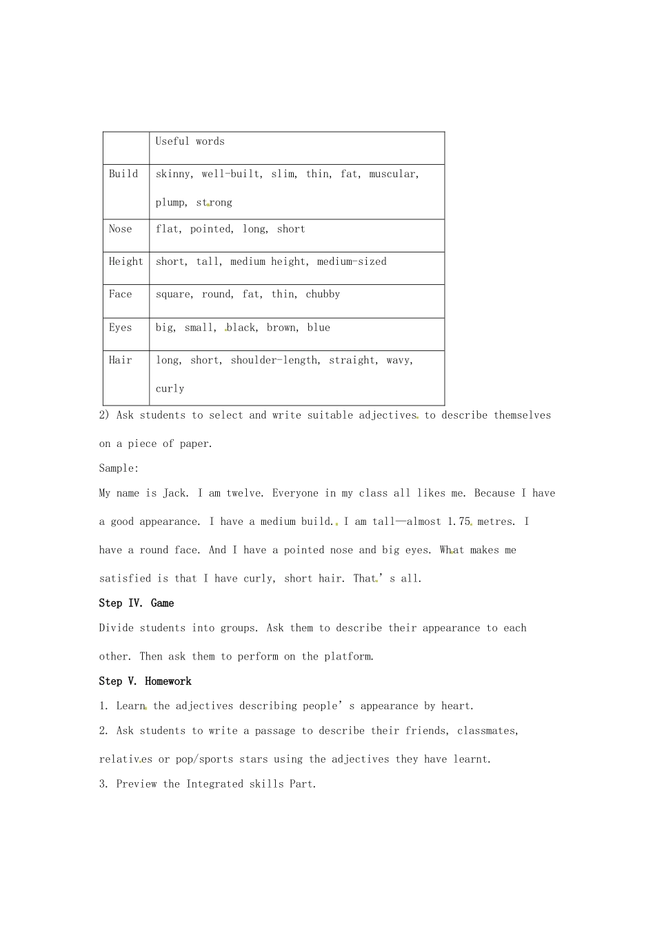 江苏省大丰市万盈二中八年级英语上册 Unit 1 Friends-The third period Vocabulary 教案 牛津版_第2页