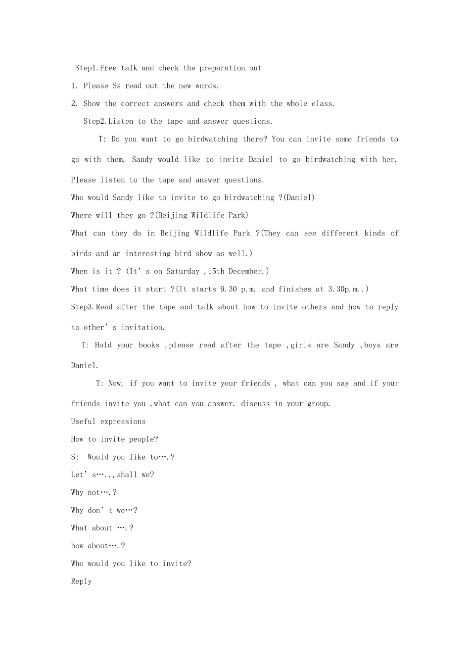 江苏省启东市教研中心八年级英语上册 Unit 5 Period 8教案+学案+配套练习 牛津版_第2页