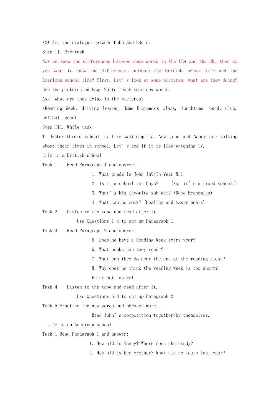 江苏省启东市教研中心八年级英语上册 Unit 2 Period 2教案+学案+配套练习 牛津版_第2页