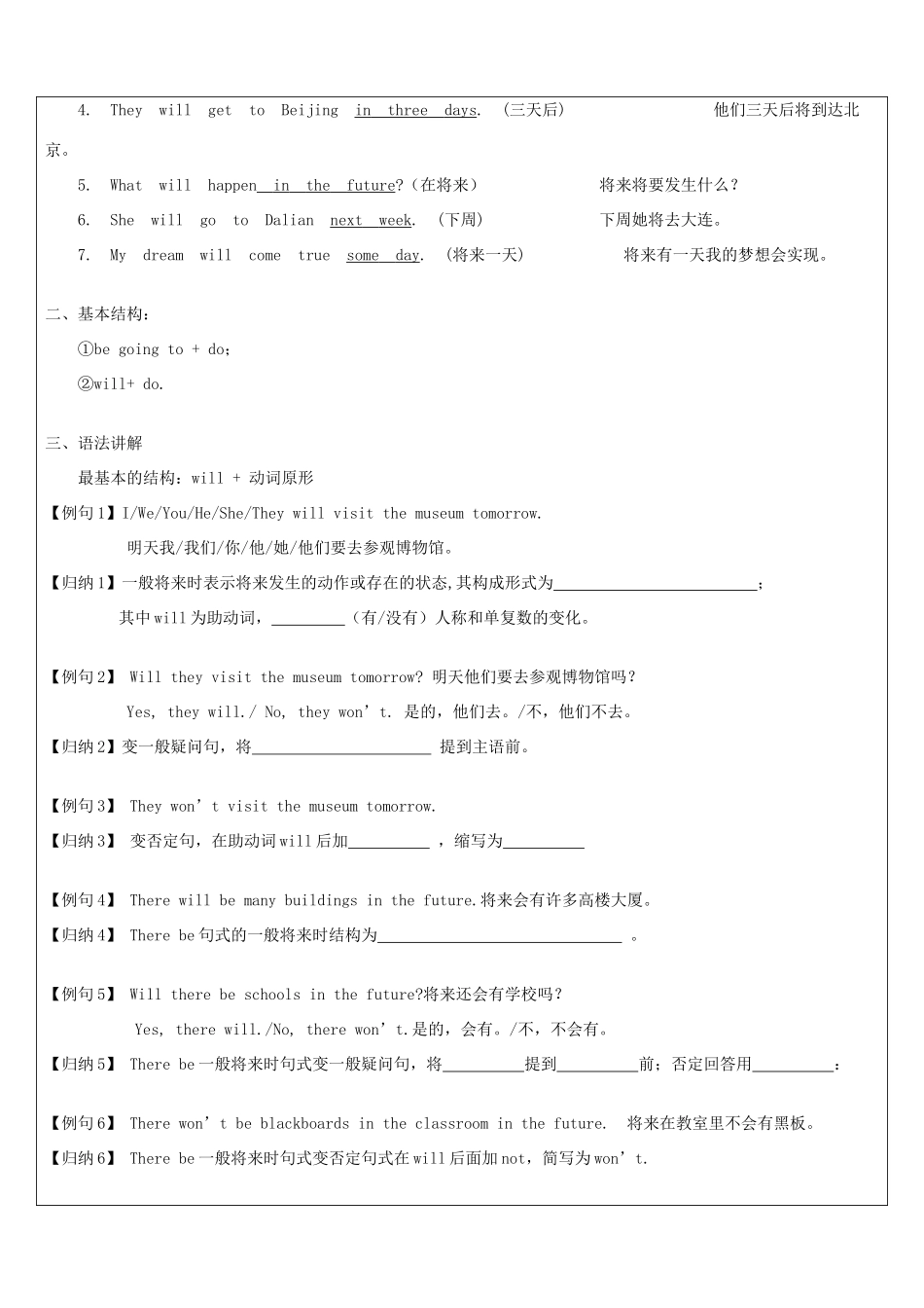 江苏省南通市七年级英语下册 教师辅导讲义 一般将来时 牛津版-牛津版初中七年级下册英语教案_第2页