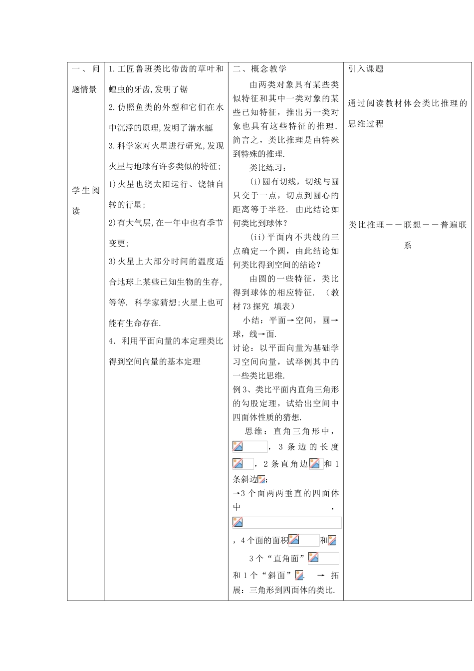 高中数学 第一章 推理与证明 1.1 归纳与类比 1.1.2 类比推理教案 北师大版选修2-2-北师大版高二选修2-2数学教案_第2页
