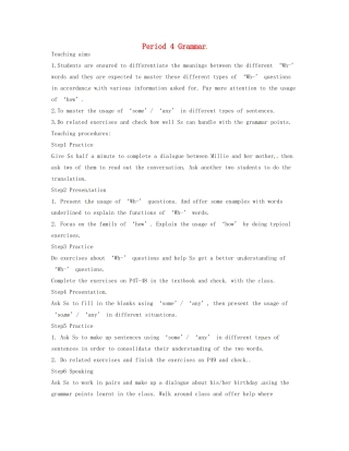 江苏省仪征市谢集中学七年级英语上册 unit5 Period 4 Grammar教案 人教新目标版