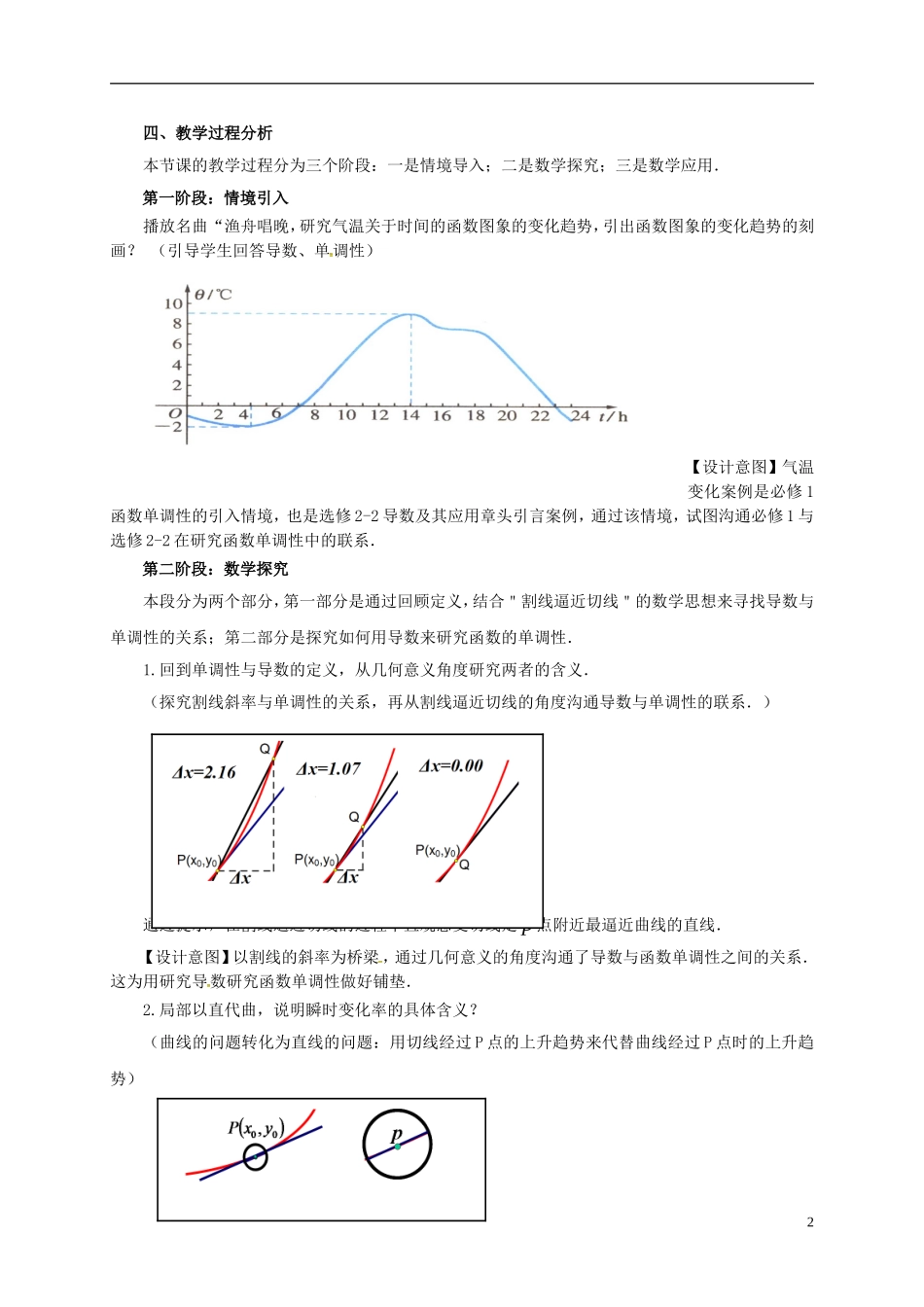 高中数学 第一章 导数及其应用 1.3.1 导数在研究函数中的应用—单调性说课稿1 苏教版选修2-2-苏教版高二选修2-2数学教案_第2页