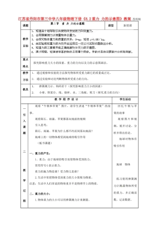 江苏省丹阳市第三中学八年级物理下册《8.2重力 力的示意图》教案 苏科版