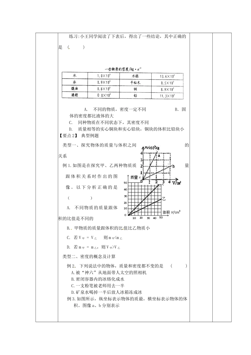 江苏省丹阳市第八中学八年级物理下册《6.4 物质密度应用》教案 苏科版_第2页