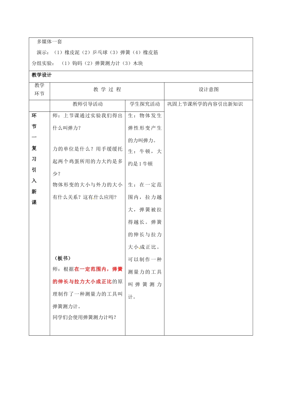 江苏省丹阳市八年级物理下册 8.1 力 弹力（第2课时）教案 （新版）苏科版-（新版）苏科版初中八年级下册物理教案_第2页