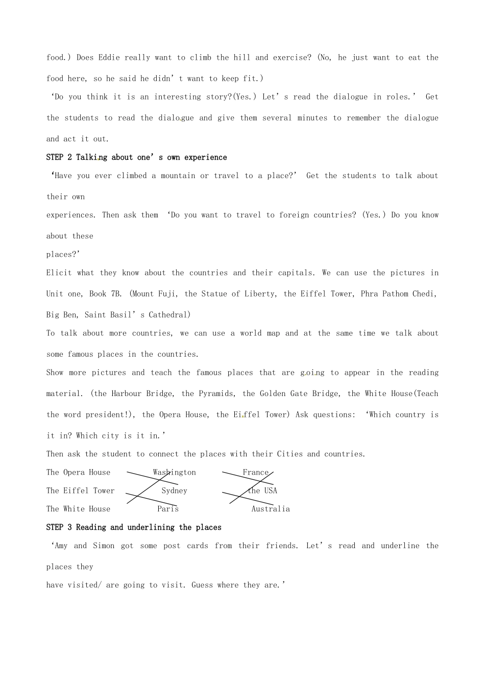 江苏省东台市唐洋镇中学八年级英语上册《Unit 3 A day out Welcome to the unit& comic strip》教案 牛津版_第3页