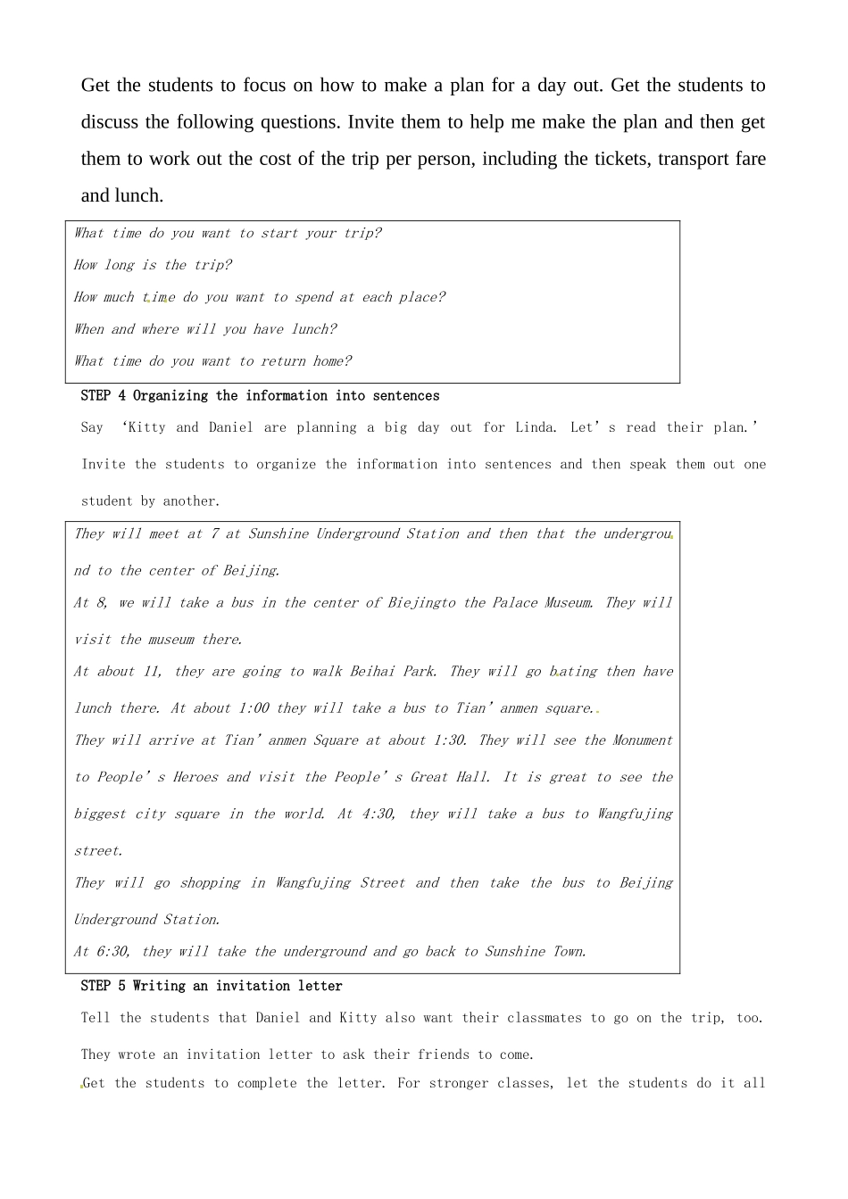 江苏省东台市唐洋镇中学八年级英语上册《Unit 3 A day out Main task》教案 牛津版_第2页