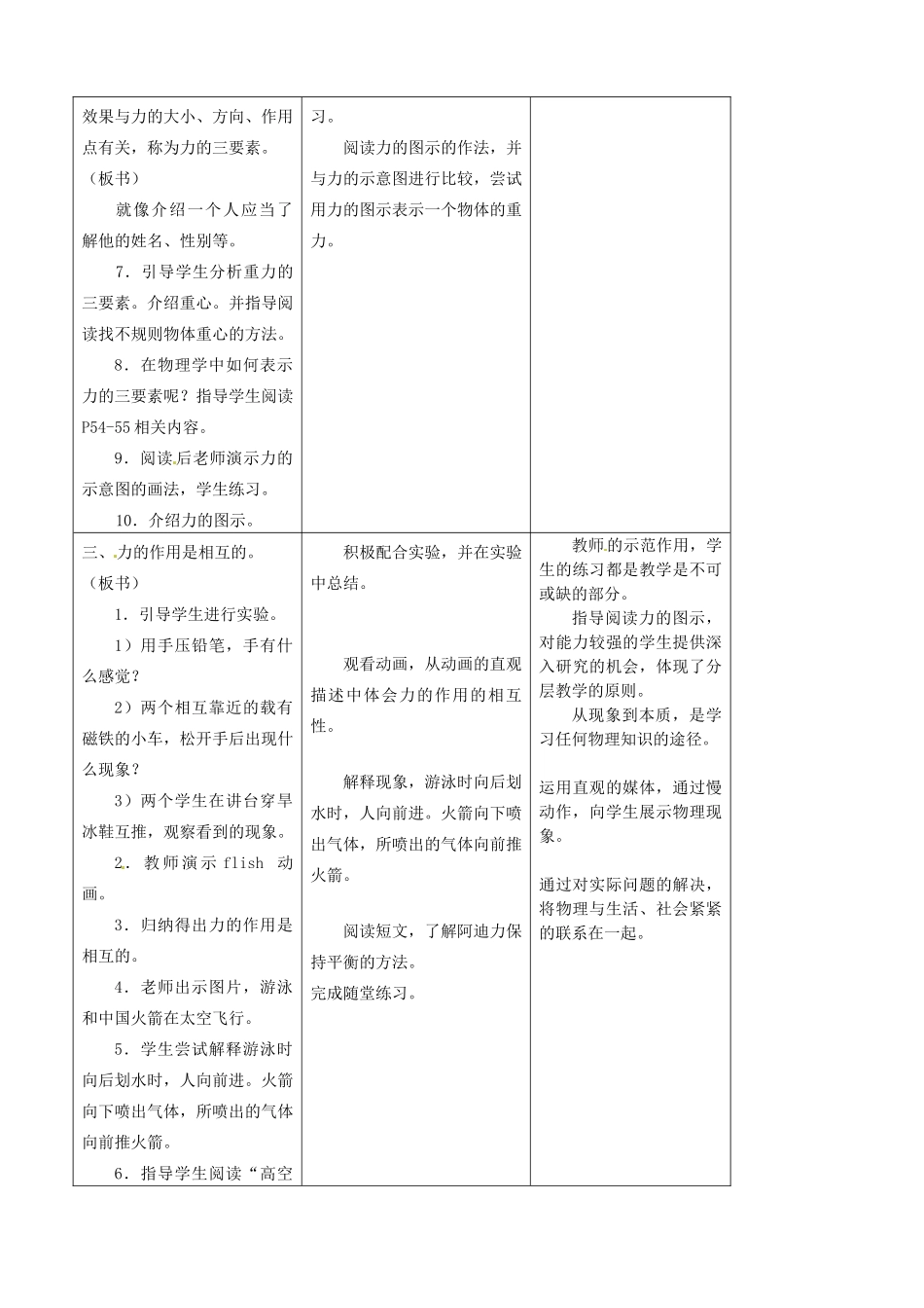 江苏省东台市唐洋镇中学八年级物理下册《8.4 力的作用是相互的》教案 新人教版_第3页