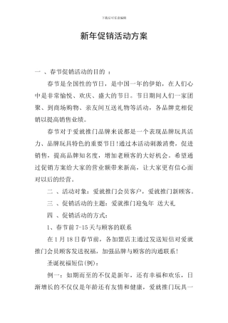 新年促销活动方案