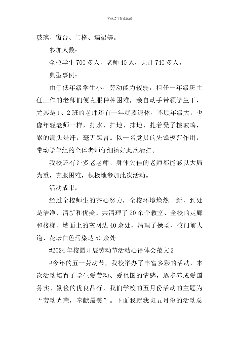 2024年校园开展劳动节活动心得体会_第2页