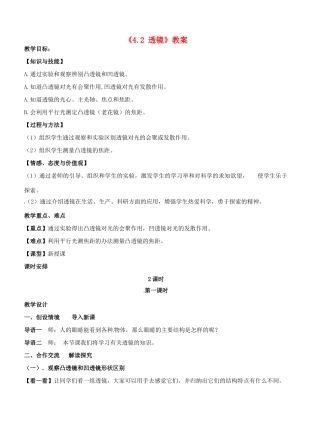 江苏省东台市唐洋镇中学八年级物理上册《4.2 透镜》教案2 苏科版