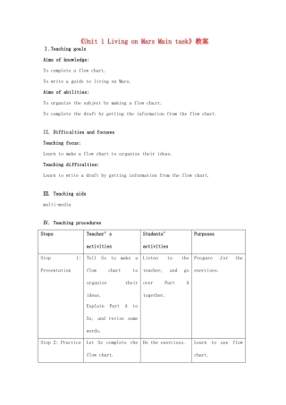 江苏省东台市唐洋镇中学九年级英语下册《Unit 1 Living on Mars Main task》教案 牛津版