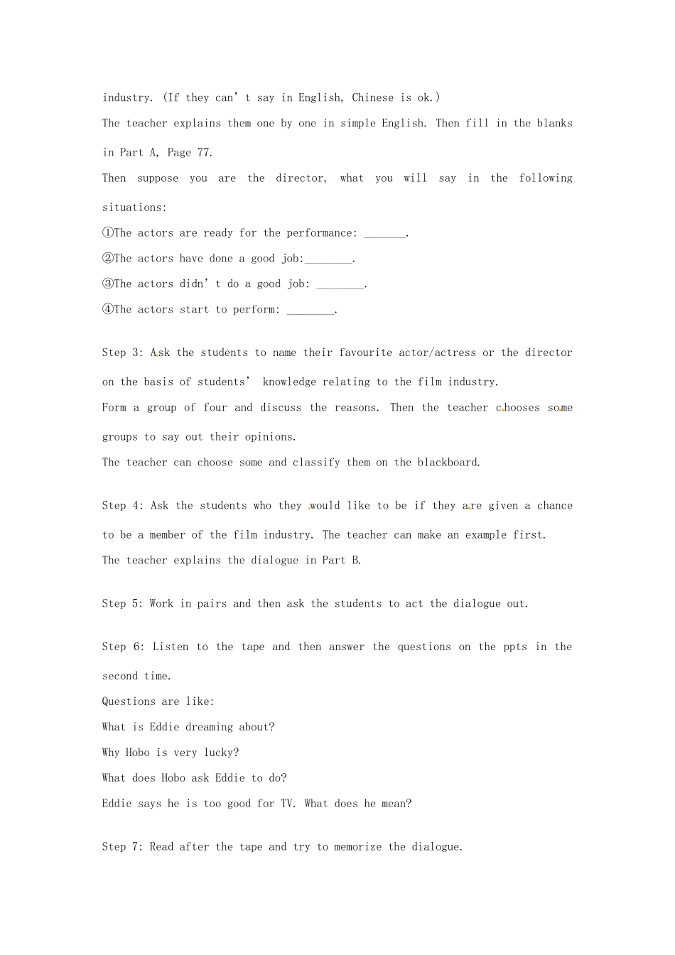 江苏省东台市唐洋镇中学九年级英语上册《Unit 5 Films Period 1》教案 牛津版_第2页