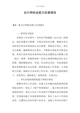 会计师执业能力自查报告