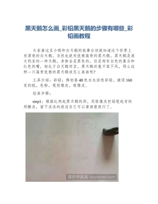 黑天鹅怎么画_彩铅黑天鹅的步骤有哪些_彩铅画教程
