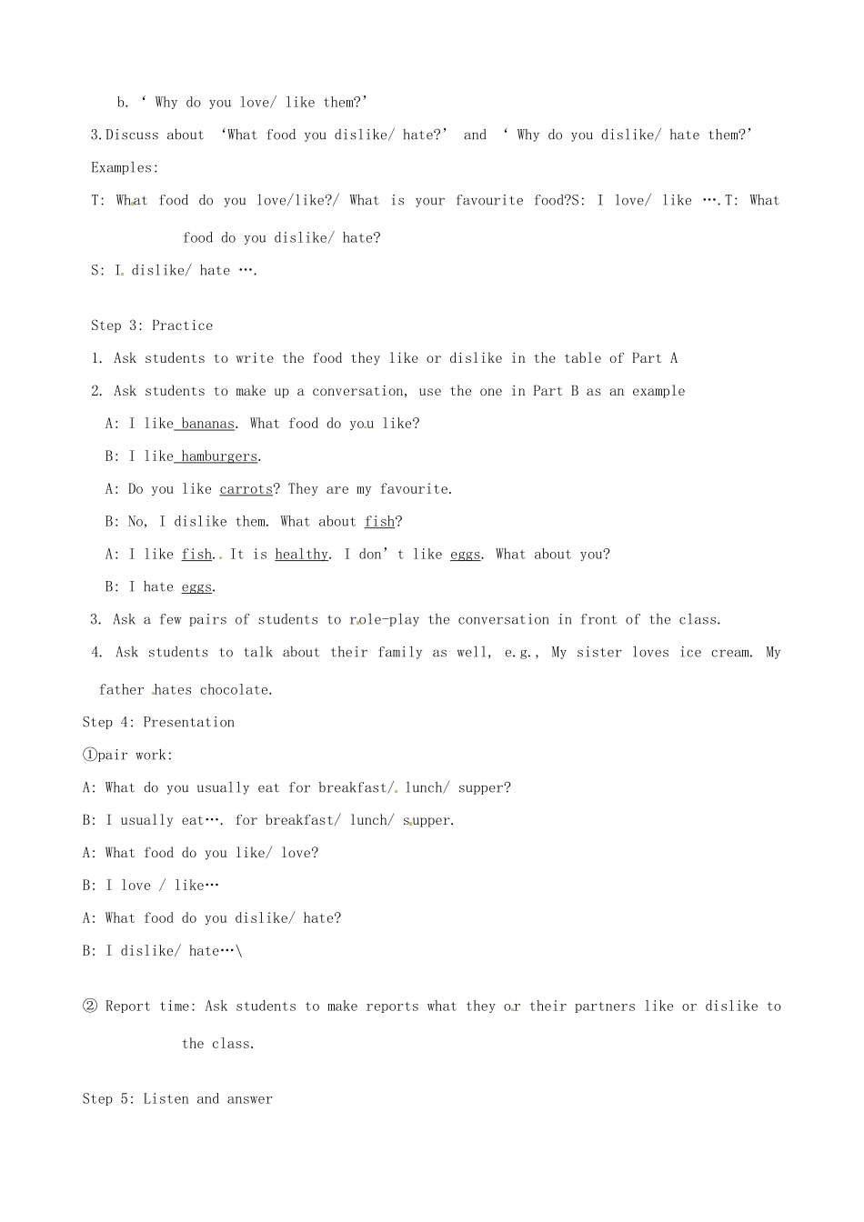 江苏省东台市唐洋镇中学七年级英语上册《Unit 6 Food and lifestyles Welcome to this unit》教案 （新版）牛津版_第2页