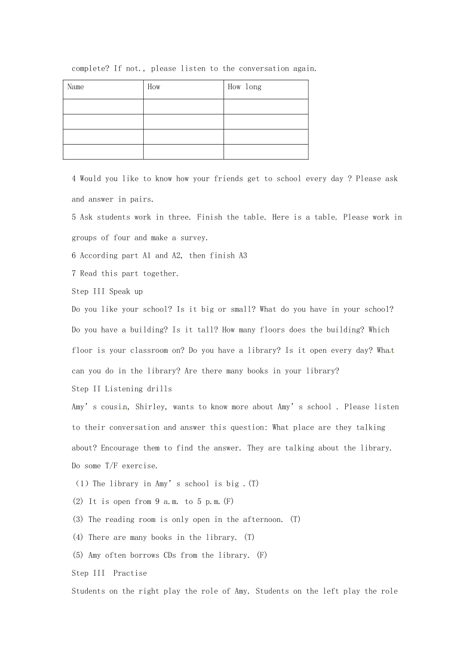 江苏省东台市唐洋镇中学七年级英语上册《Unit 3 Welcome to our school Integrated skills》教案 （新版）牛津版_第2页