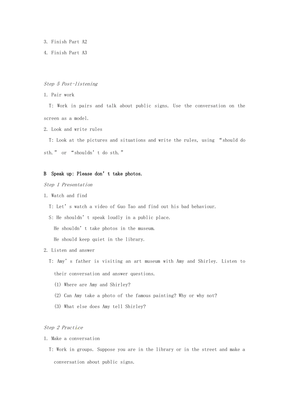 校八年级英语下册 Unit 5 Good manners Integrated skills教案 （新版）牛津版-（新版）牛津版初中八年级下册英语教案_第3页