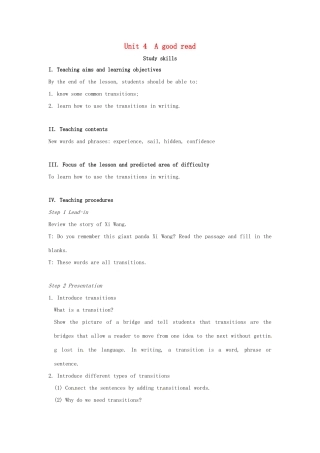 校八年级英语下册 Unit 4 A good read Study skills教案 （新版）牛津版-（新版）牛津版初中八年级下册英语教案