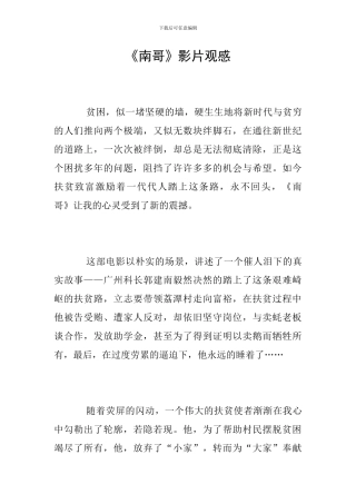《南哥》影片观感