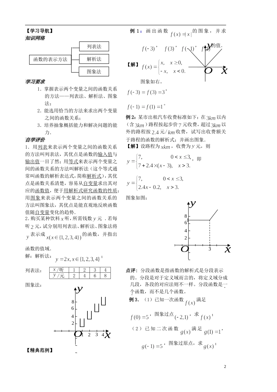 高中数学 第3课时《函数的概念和图象》（3）教案（学生版） 苏教版必修1_第2页