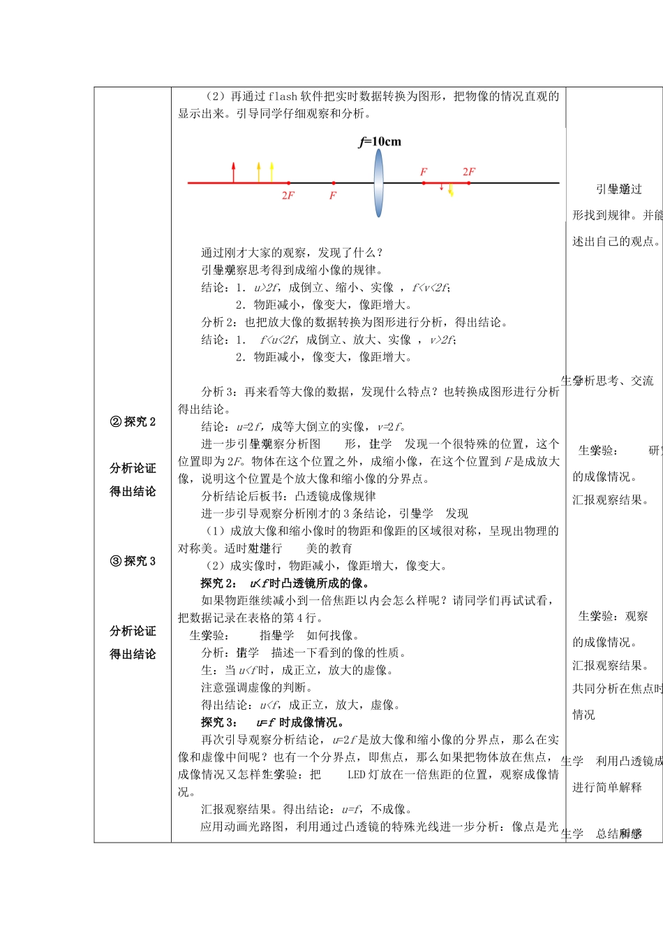 春八年级科学下册 2.3《凸透镜成像》教案 （新版）华东师大版-（新版）华东师大版初中八年级下册自然科学教案_第3页