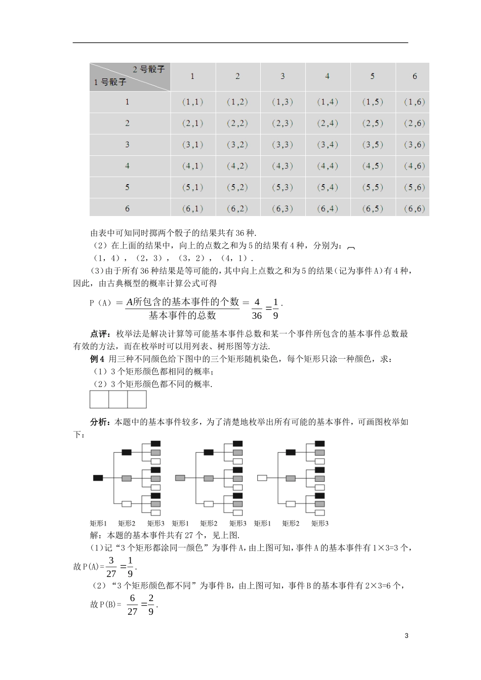 高中数学 第3章 概率 3.2 古典概型（2）教案 苏教版必修3-苏教版高一必修3数学教案_第3页