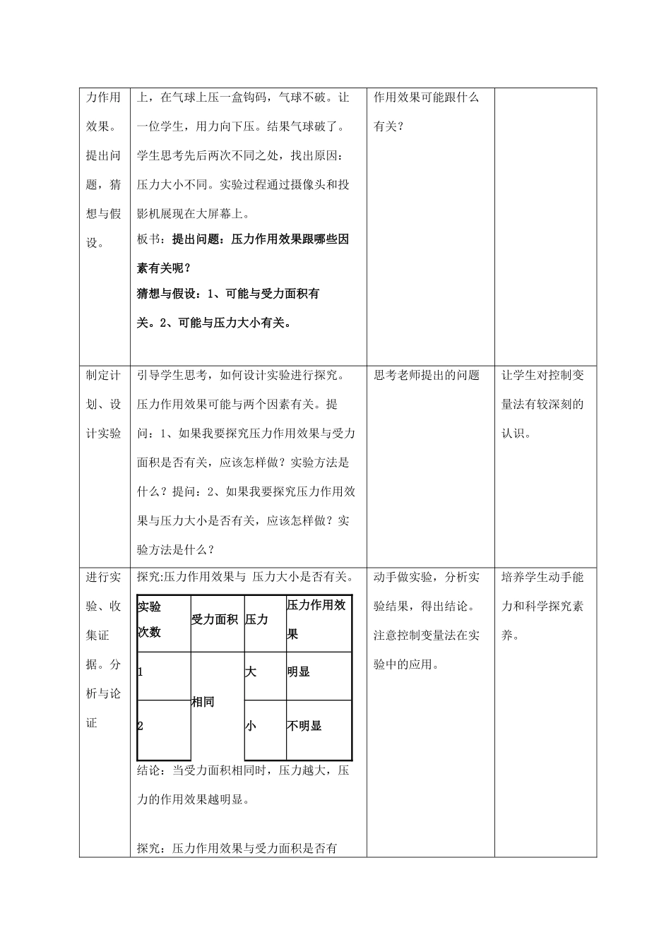 春八年级物理下册 8.1《认识压强》教案 （新版）粤教沪版-（新版）粤教沪版初中八年级下册物理教案_第3页