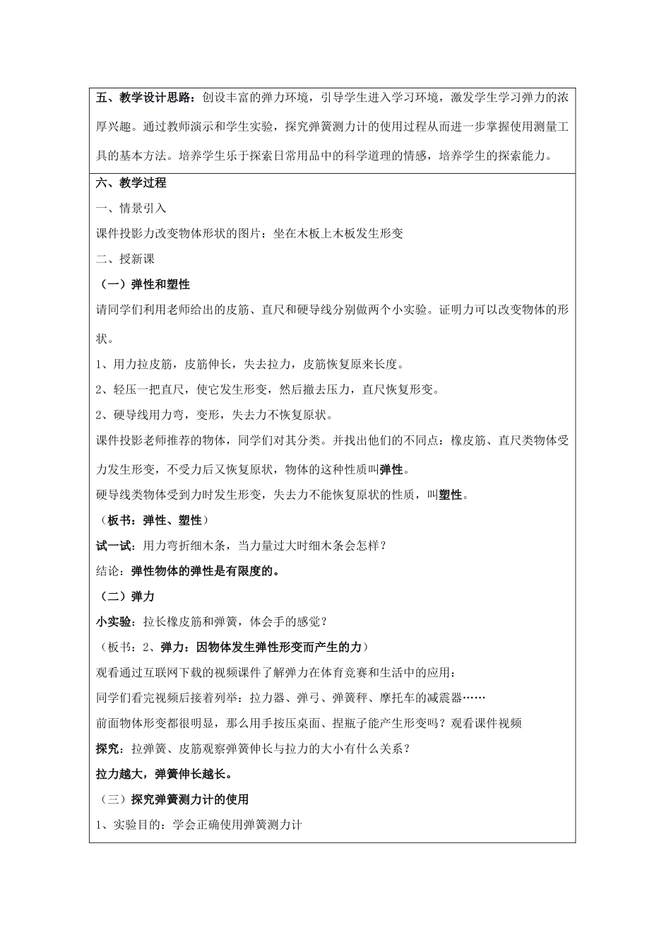 春八年级物理下册 6.2《弹力 弹簧测力计》教学设计 鲁教版五四制-鲁教版五四制初中八年级下册物理教案_第2页