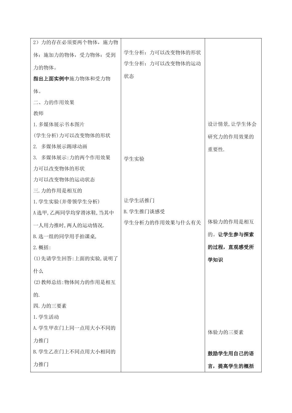 春八年级物理下册 6.1《怎样认识力》教学设计 （新版）粤教沪版-（新版）粤教沪版初中八年级下册物理教案_第3页