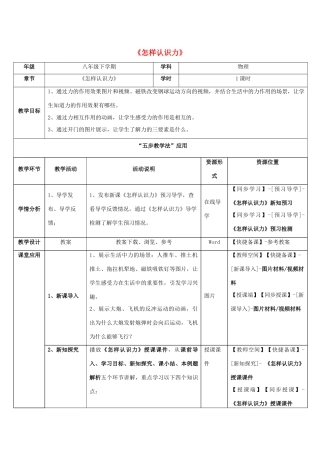春八年级物理下册 6.1《怎样认识力》教案 （新版）粤教沪版-（新版）粤教沪版初中八年级下册物理教案