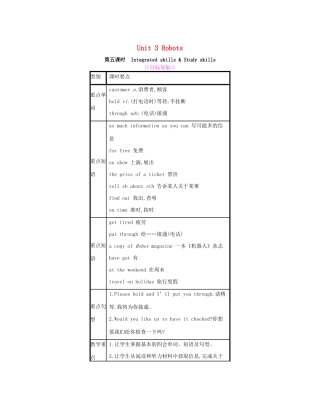春九年级英语下册 Unit 3 Robots（第5课时）Integrated skills  Study skills教案 （新版）牛津版-（新版）牛津版初中九年级下册英语教案