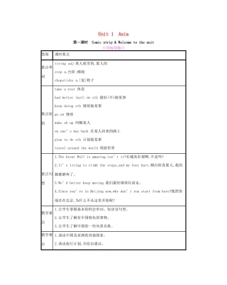 春九年级英语下册 Unit 1 Asia（第1课时）Comic strip  Welcome to the unit教案 （新版）牛津版-（新版）牛津版初中九年级下册英语教案