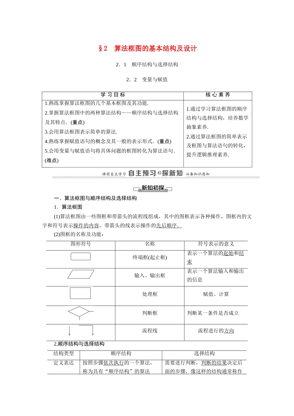 高中数学 第2章 算数初步 §2 2.1 2.2 变量与赋值（教师用书）教案 北师大版必修3-北师大版高一必修3数学教案_第1页