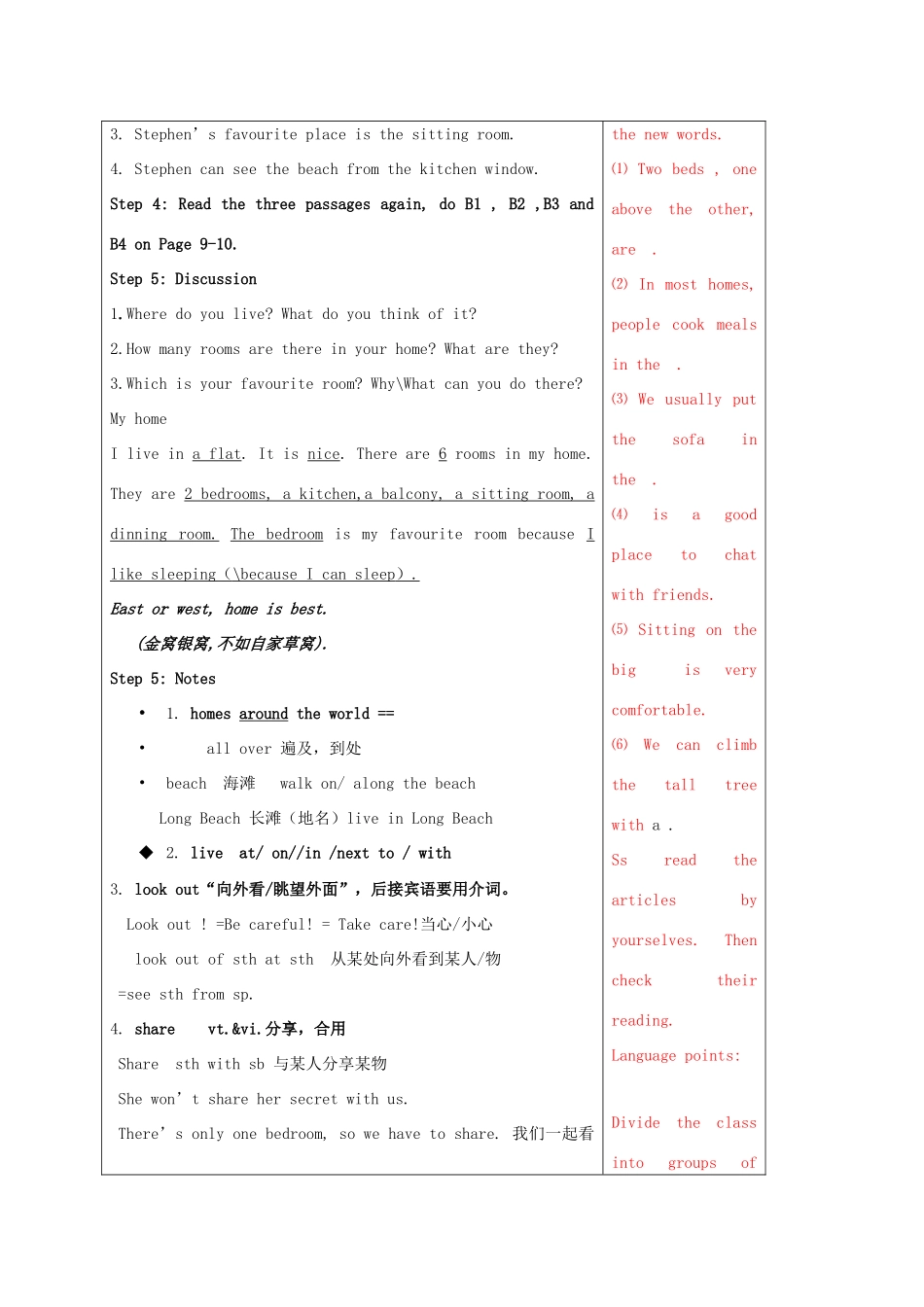 春七年级英语下册 Unit 1 Dream homes Reading(I)教案 （新版）牛津版-（新版）牛津版初中七年级下册英语教案_第2页