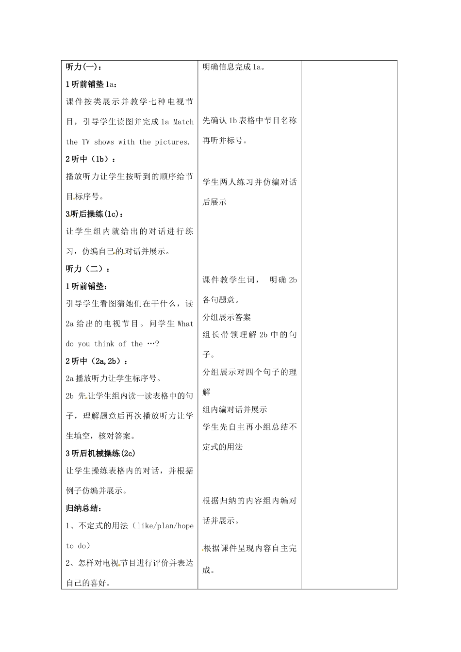 春七年级英语下册 Unit 1 Do you want to watch a game show Section A（1a-2d）教案 鲁教版五四制-鲁教版五四制初中七年级下册英语教案_第2页