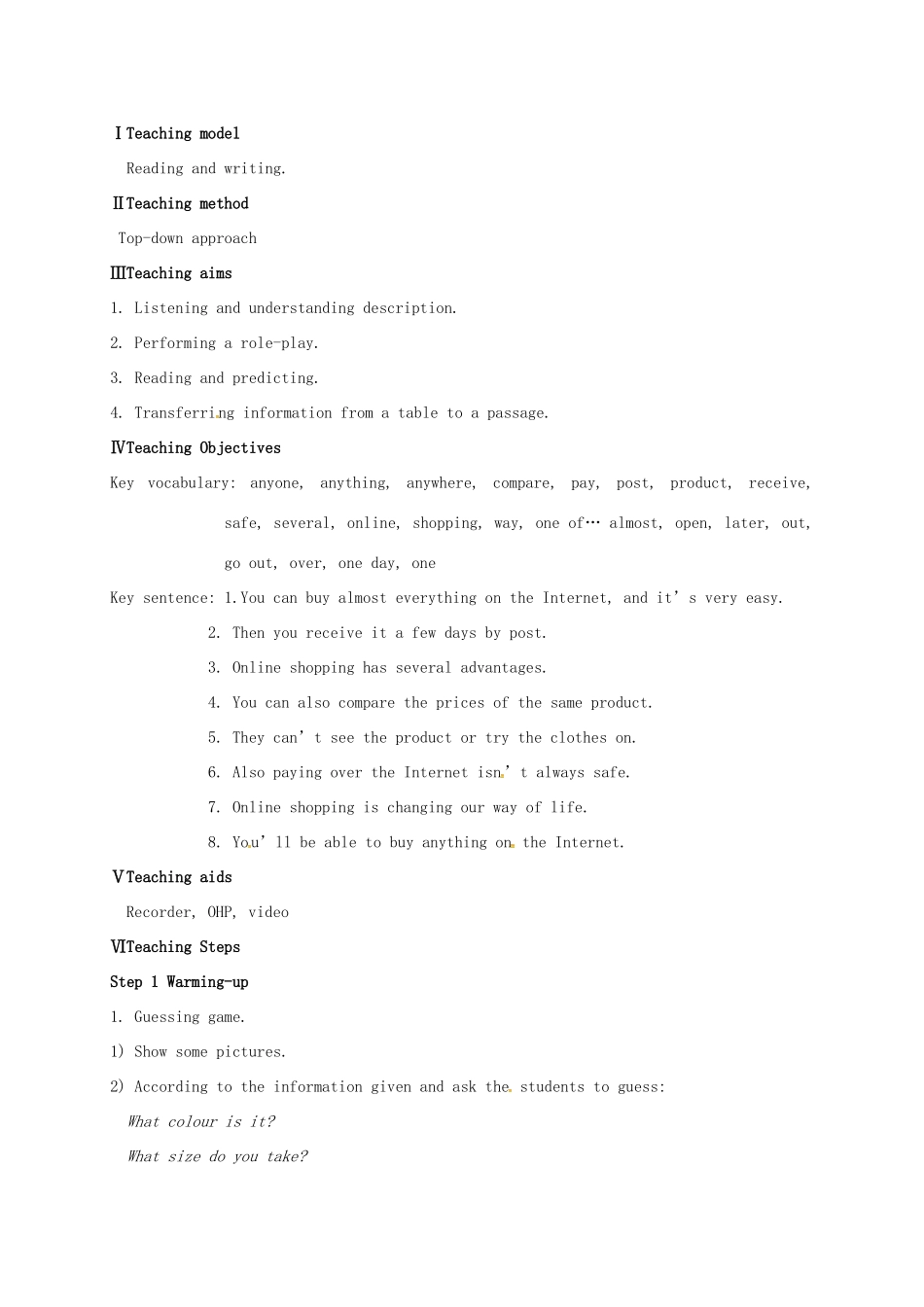 春七年级英语下册 Module 5 Unit 2 You can buy everything on the Internet教案 （新版）外研版-（新版）外研版初中七年级下册英语教案_第2页