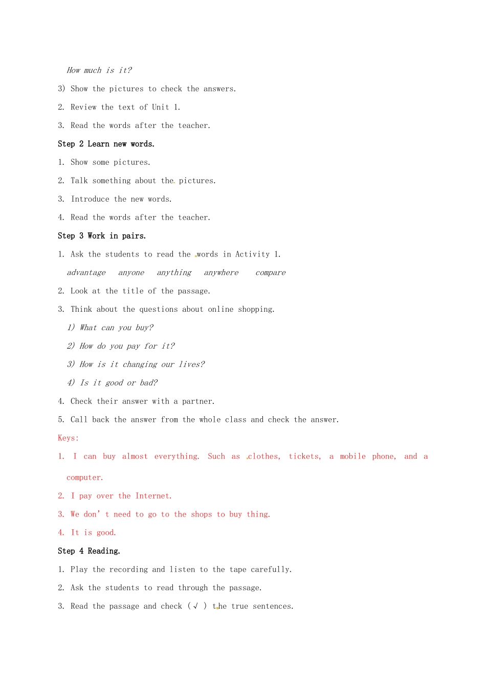 春七年级英语下册 Module 5 Unit 2 You can buy everything on the Internet教案 （新版）外研版-（新版）外研版初中七年级下册英语教案_第3页